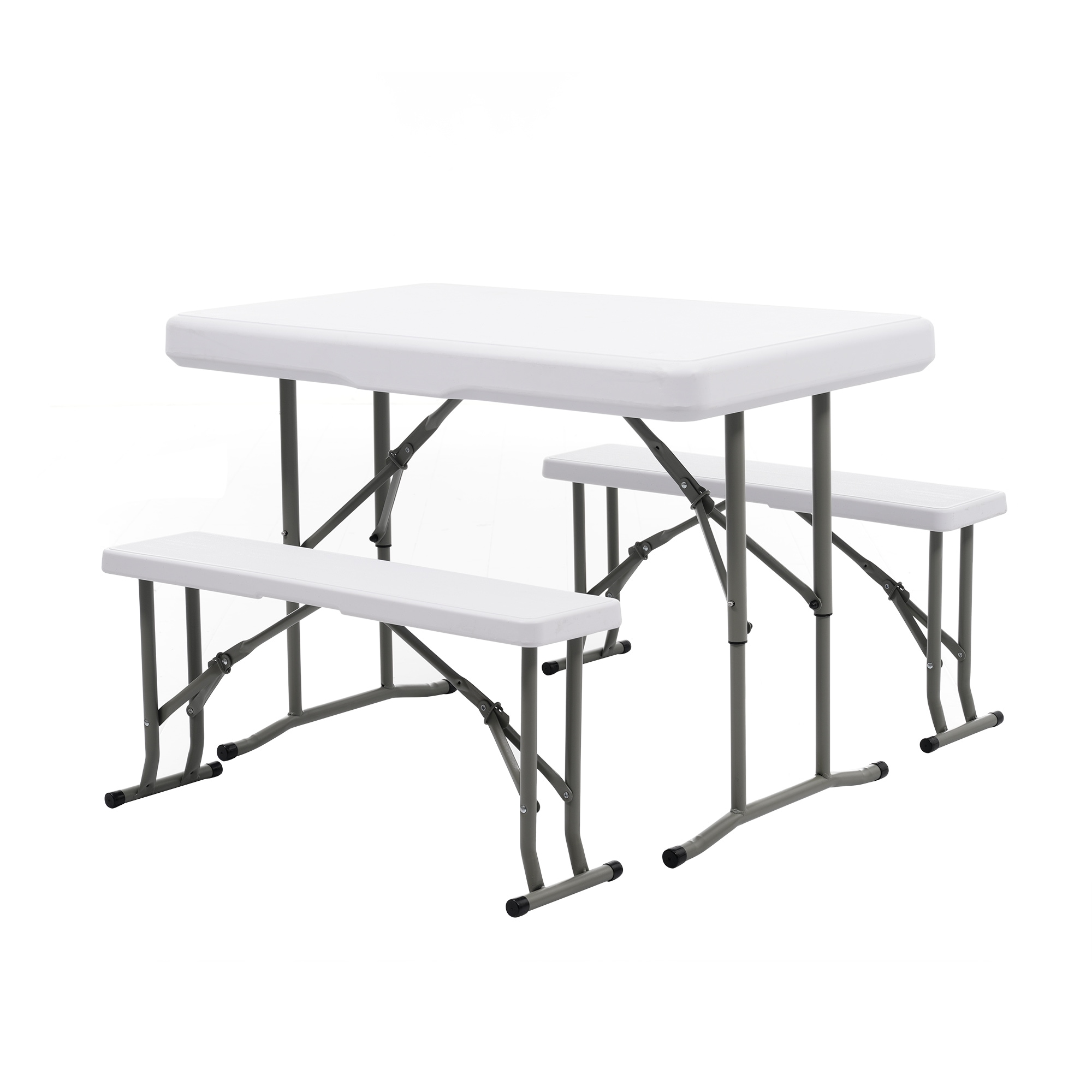 【国内倉庫出荷 即納品】【幅約105cm】ワークテーブル ガーデンテーブル セット 3点セット 折りたたみ ガーデンファニチャー バルコニー アウトドア 屋外 省スペース コンパクト ベランダ