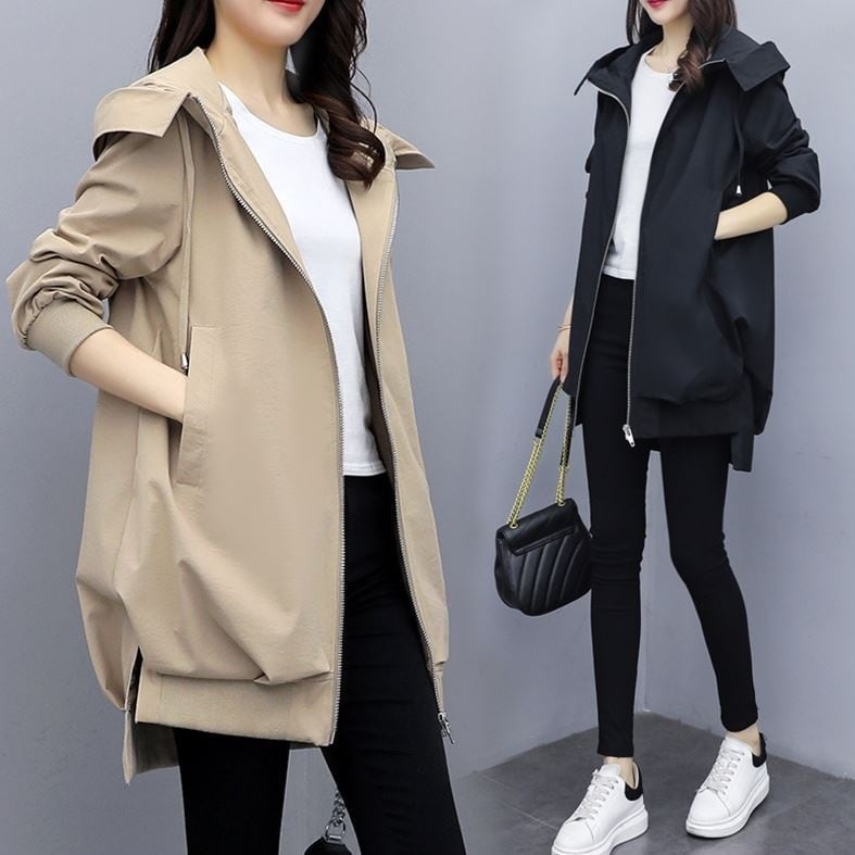 アウター コート モッズコート ミディアム丈 ロングテール フード付き スリット ジップ ジッパー マウンテンパーカー ブルゾン ジャンパー Ａライン ショート丈 オーバーサイズ lout0153