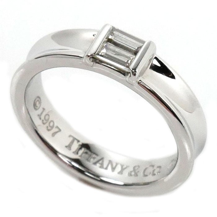 TIFFANY&Co. ティファニー K18WG ホワイトゴールド スタッキング バゲットダイヤ リング・指輪 ダイヤモンド 11号 5.5g レディース 中古