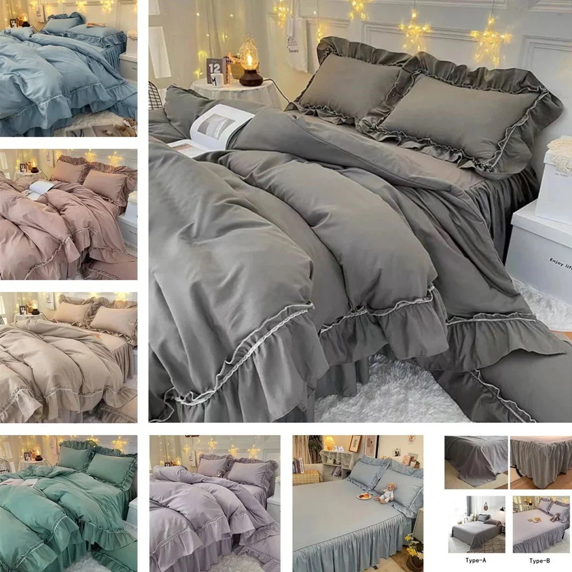 ベッドスカート 34点セット 布団カバーセット 2つ買うと200オフ布団カバー ベッドシーツ 柔らかい シングル ベッドカバー 掛け布団カバー 50 フリル付き