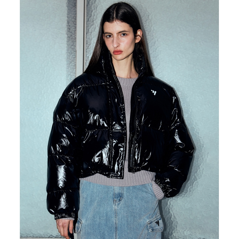 ニック&ニコール NN パファー光沢ショートパディング_ブラック