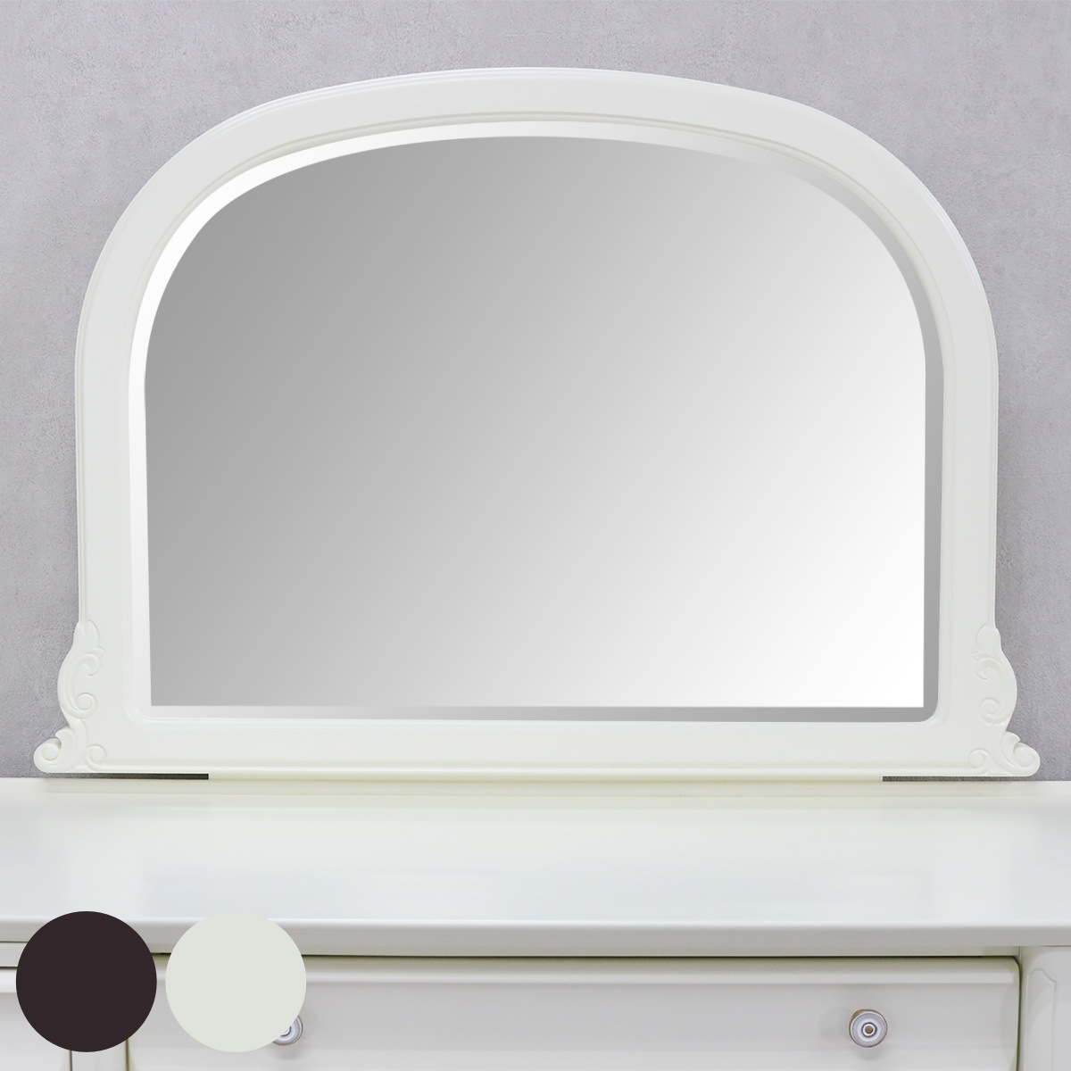 ミラー ミラーナデスク専用 幅81cm 木製 ミラーナ 専用 鏡 ミラーのみ ドレッサー用 アンティーク調 ヨーロピアン エレガント 姫系 白