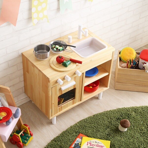 ままごとキッチン 木製 天然木 子供用 キッチン 知育玩具 ミニキッチン テーブル おままごと