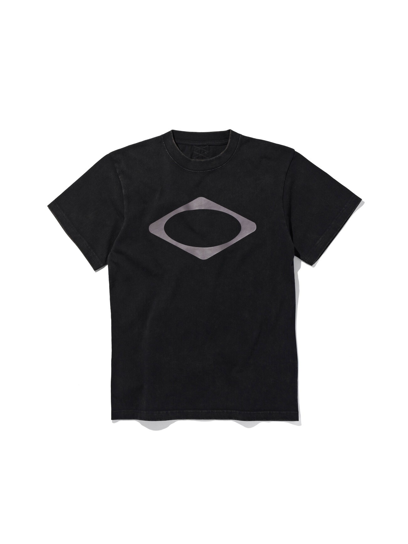 菱形グリーンウォッシングベーシックTシャツ-グリーンウォッシングブラック