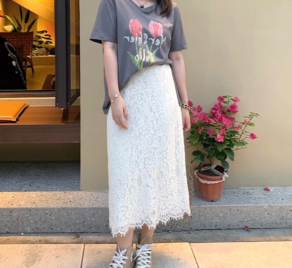 スカート ボトムス コクーンスカート ミモレ ミモレ丈 ストレート Iライン スマート レース ハイウエスト ウエストゴム 薄手 かわいい 大人可愛い きれいめ シンプル カジュアル 大人 上品