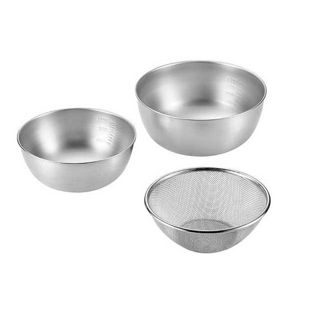 SUSga(サスガ) ストロングメッシュザル3点セット(ザル19cm&ボウル18cm&21cm) SUS-Z700