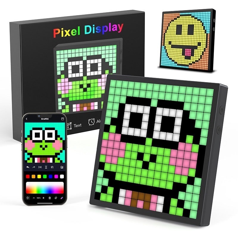 大好評 ピクセルディスプレイ【32×32】LEDサインボード USB給電 小型LED看板 RGB 軽量 APP制御 カラーサイン スクロールメッセージボード Bluetooth アプリコントロール フ
