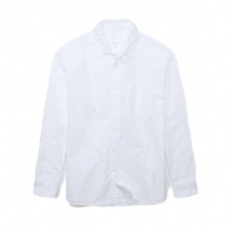 メンズ リラックスフィット 長袖 オックスフォードシャツ ホワイト