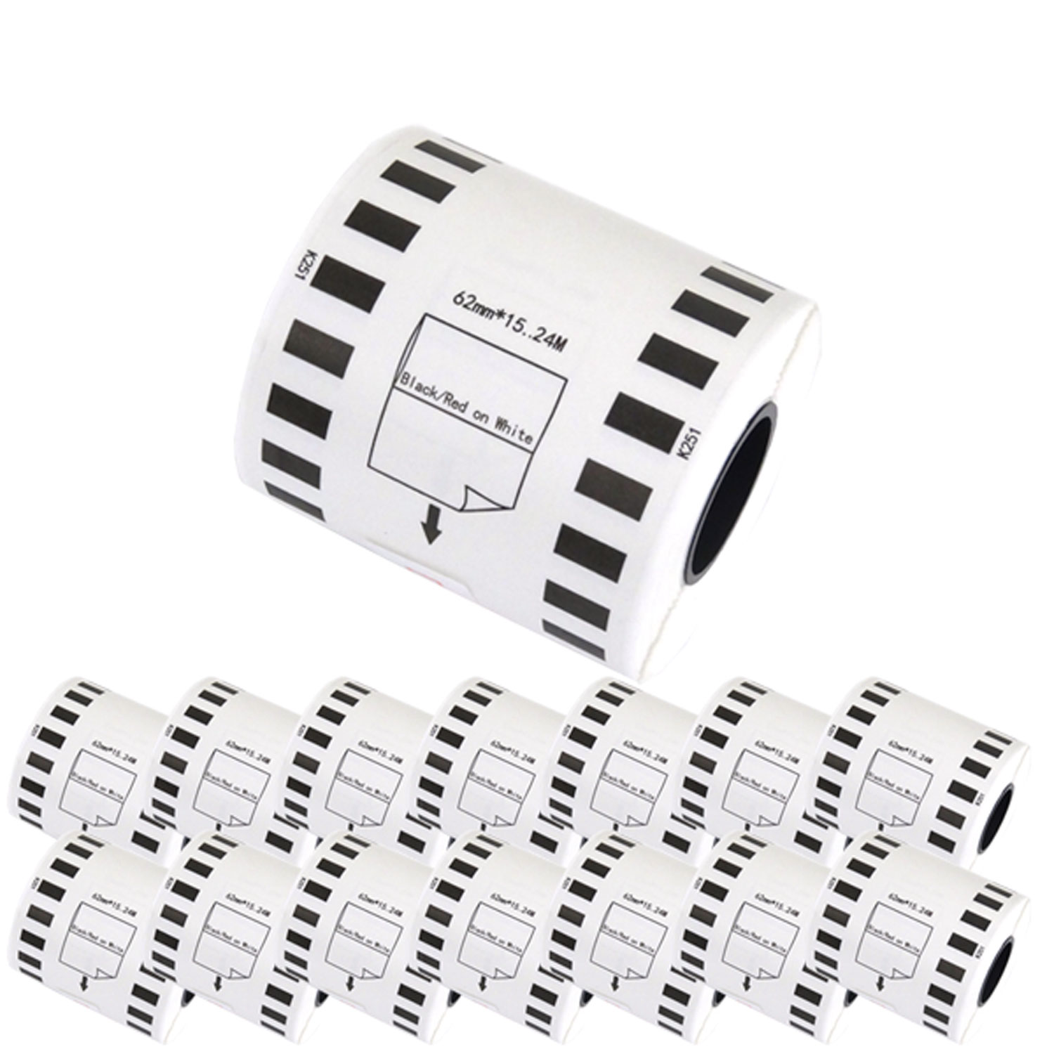 ブラザー用 ピータッチ DKテープ (感熱紙) DK-2251 互換品 長尺紙テープ(黒赤) 蛍光増白剤不使用 白 62mm×15.24m 15個セット 17,184円