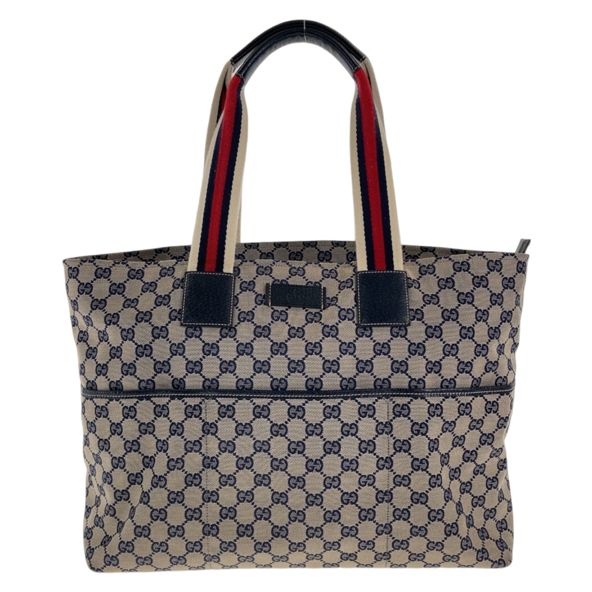 美品 ネイビー グレー GGキャンバス/レザー 155524 トートバッグ ショルダーバッグ レディース 408284