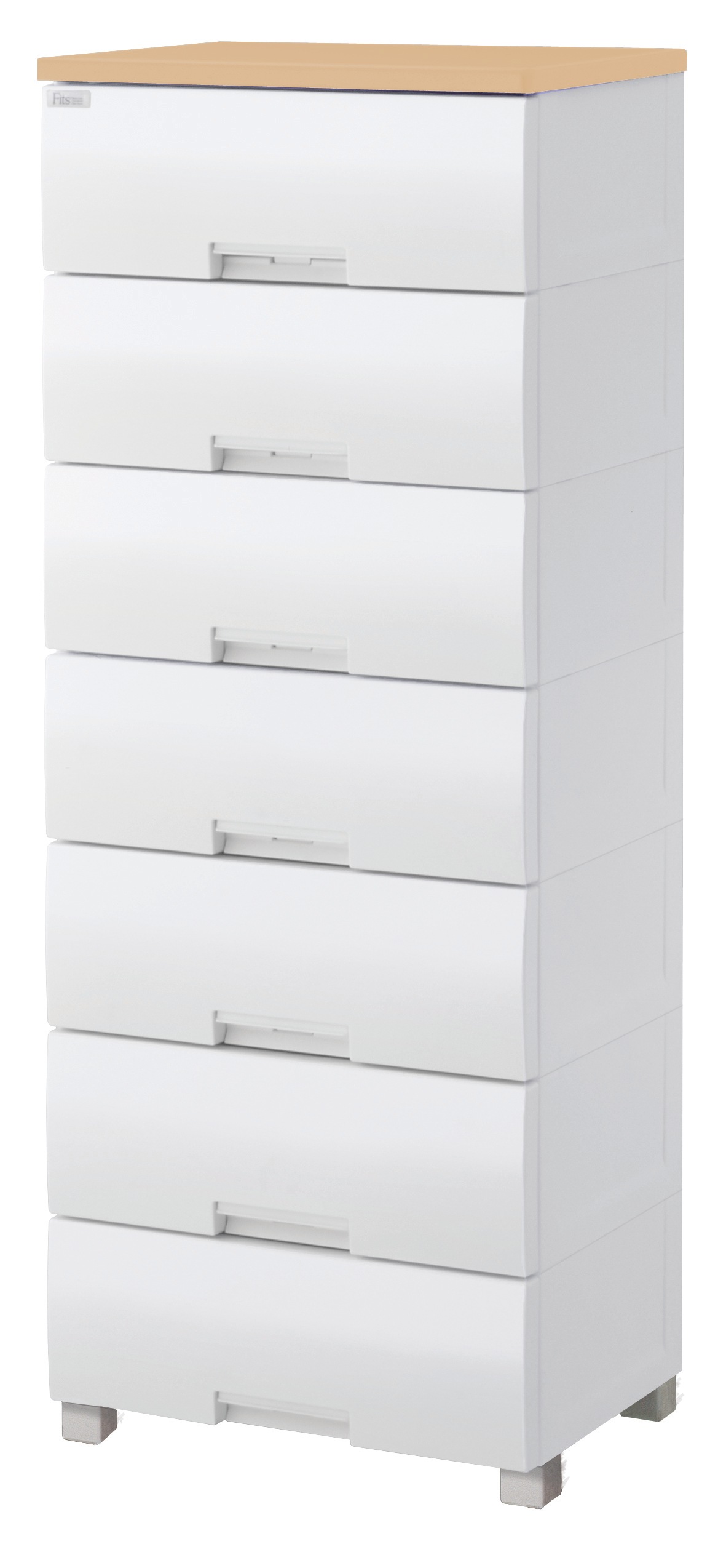 天馬 F5507(FITSプラス) フィッツプラス　幅55cm　7段（天板：メープル/本体：ホワイト） F5507FITSプラス