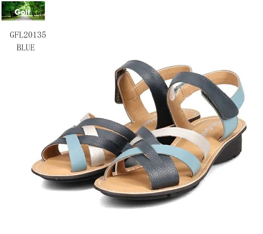 (City Golf)GFL20135 シティ ゴルフ カジュアルコンフォートアウトステッチバックストラップサンダル 本革 ベルト使いでカラーコンビネーションが楽しいサマーサンダル 旅行にも最適