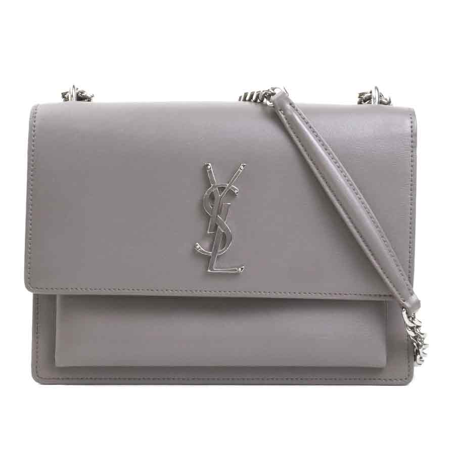 サンローラン SAINT LAURENT ショルダーバッグ レザー/メタル グレー/シルバー レディース e60593a