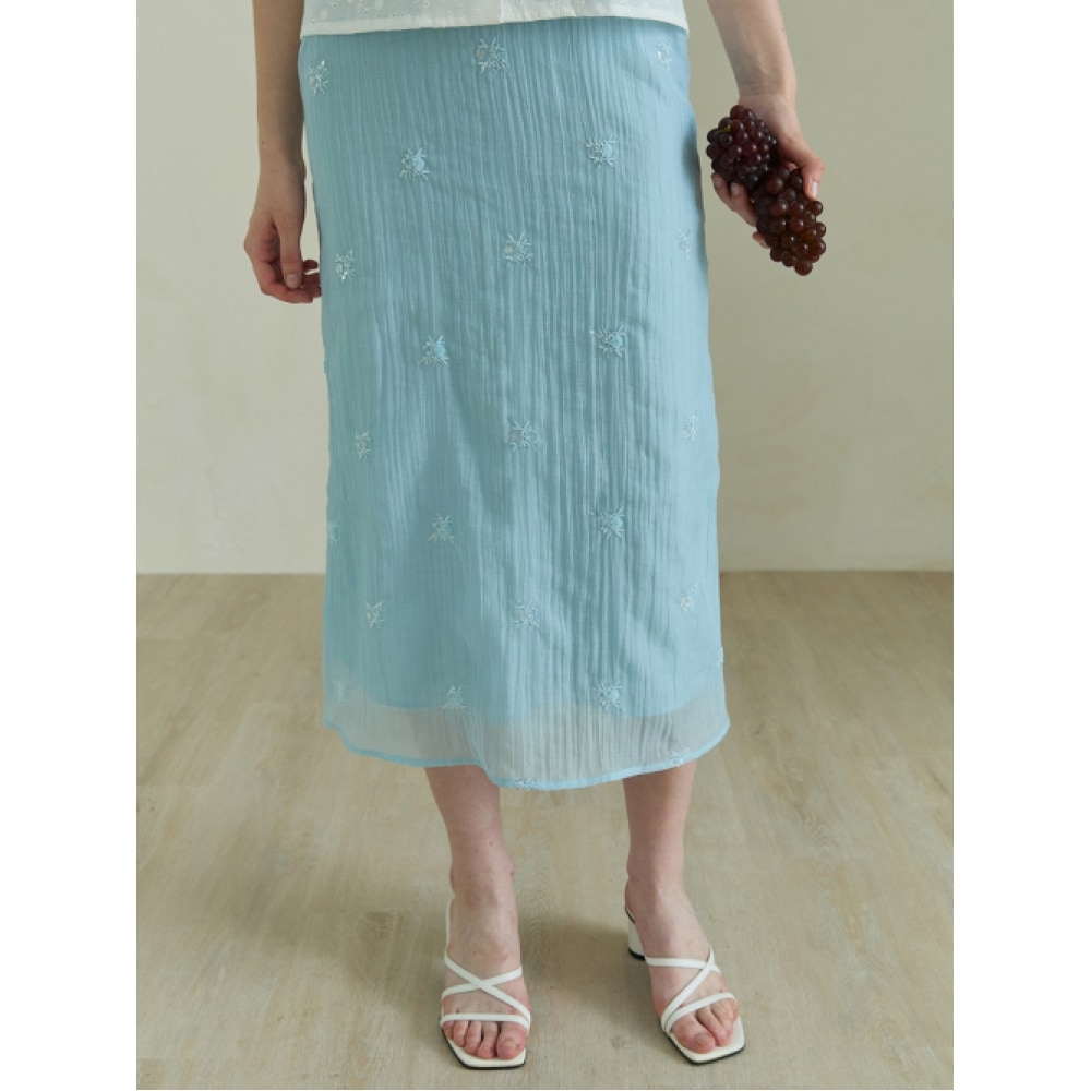 LILIUM [第3次再入荷] デルマークリンクルビーズスカート_ブルー