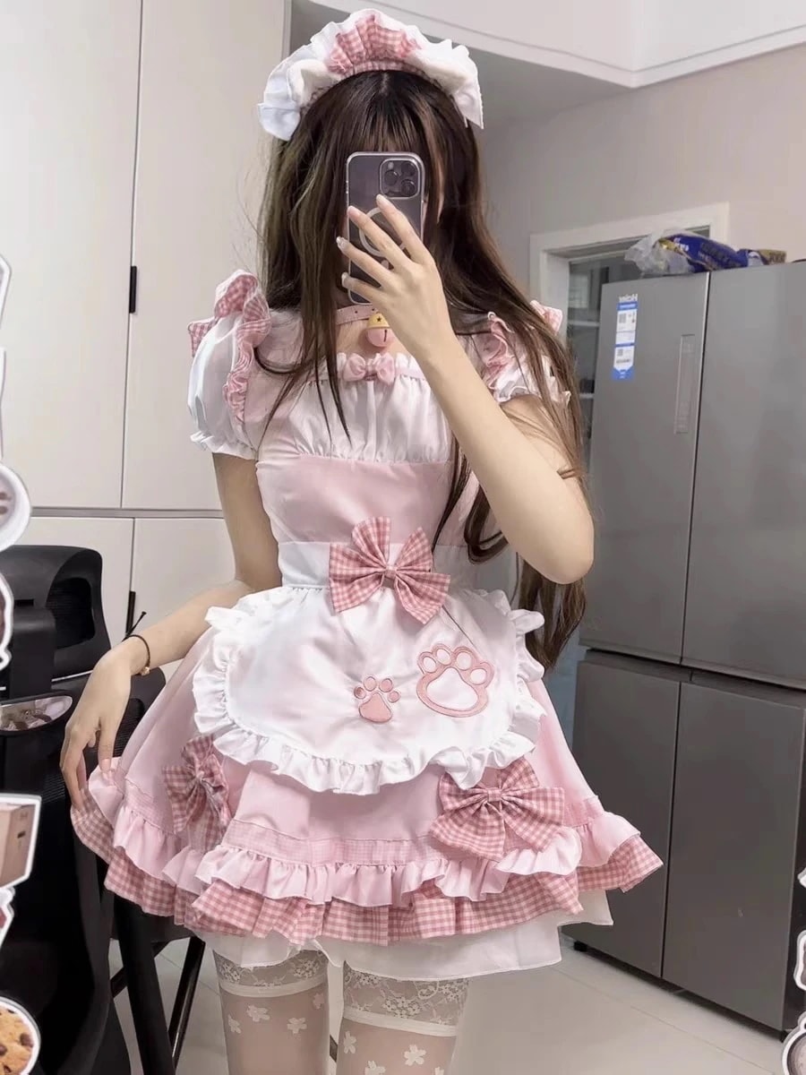 メイド服 コスプレかわいいコスプレワンピース二次元日系猫のオーバーサイズメイド衣装レディース ドレス 韓国ファッション ハロウイン