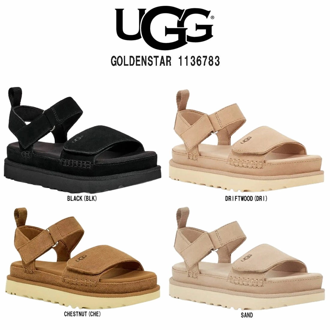 UGG サンダル ストラップ 軽量 プラットフォーム 厚底 ゴールデンスター レディース GOLDENSTAR 1136783