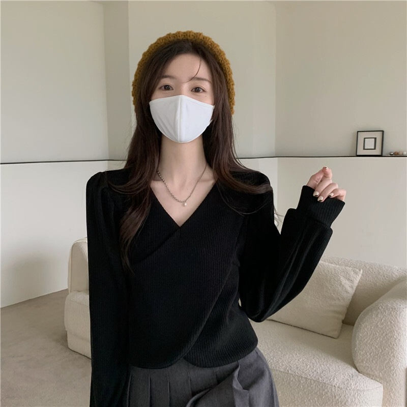 トップス ニットソー 袖あり 長袖 Vネック 大人可愛い きれいめ シンプル カジュアル 大人 上品