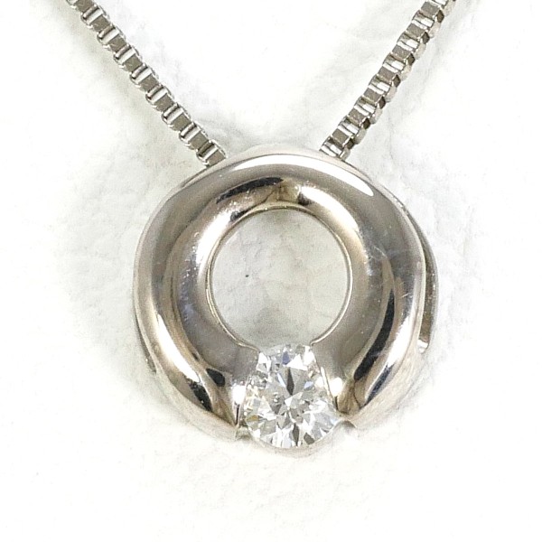 K10 10金 WG ホワイトゴールド ネックレス ダイヤ 0.03 約40cm ジュエリー 中古 12,160円