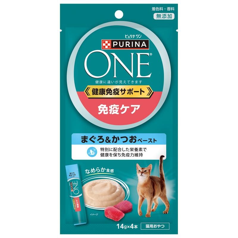 （まとめ買い）ピュリナ ワン キャット おやつ 健康免疫サポート 免疫ケア まぐろ＆かつおペースト 56g 猫用おやつ [x16]
