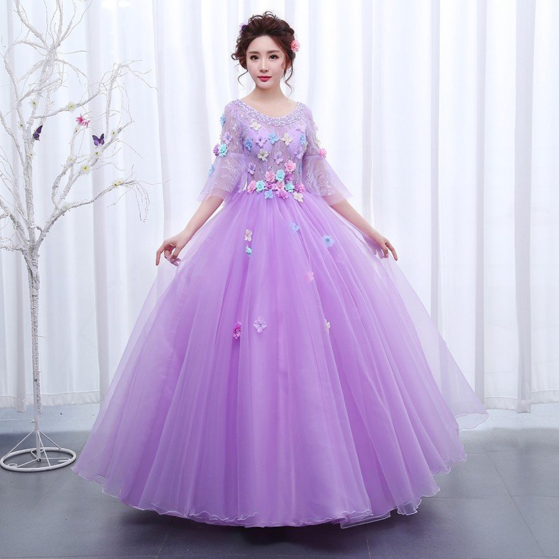 カラードレス ウェディングドレス ロング 二次会ドレス パーティードレス ロングドレス 花嫁ドレス 大きいサイズ 結婚式 パープル