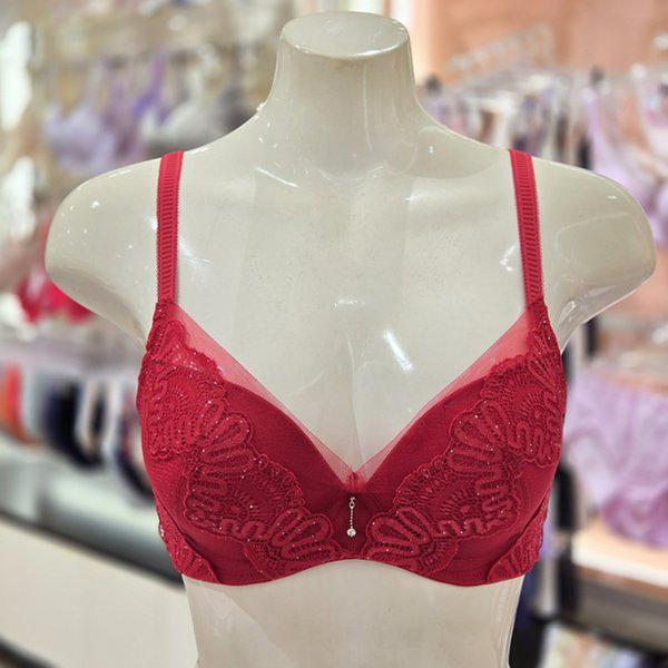 レッドクチュール部分パッチ刺繍モールドブラ BR977A-RED