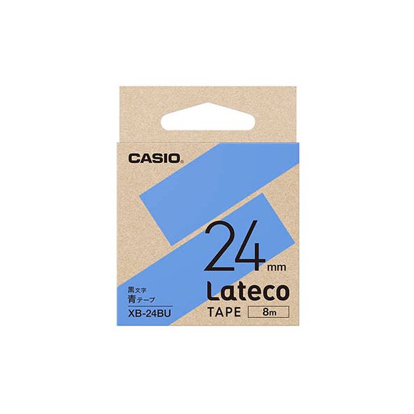 (5個セット) カシオ計算機 Lateco専用詰替用テープ/青に黒文字/24mm XB-24BUX5