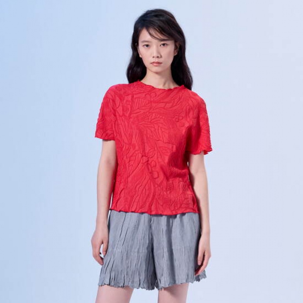 ラフリ 半袖Tシャツ リーフ刺繍 LPTSM126017