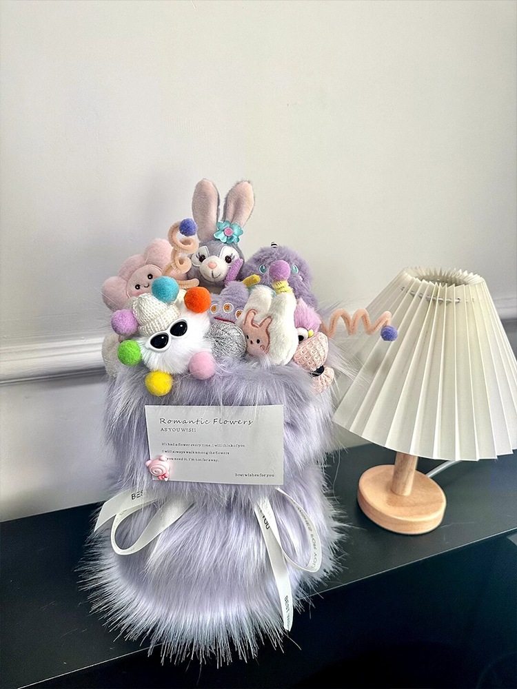 キュートなガーリーハートブルーのぬいぐるみブーケ完成品子供友人親友への誕生日プレゼントホリデーギフト 母の日