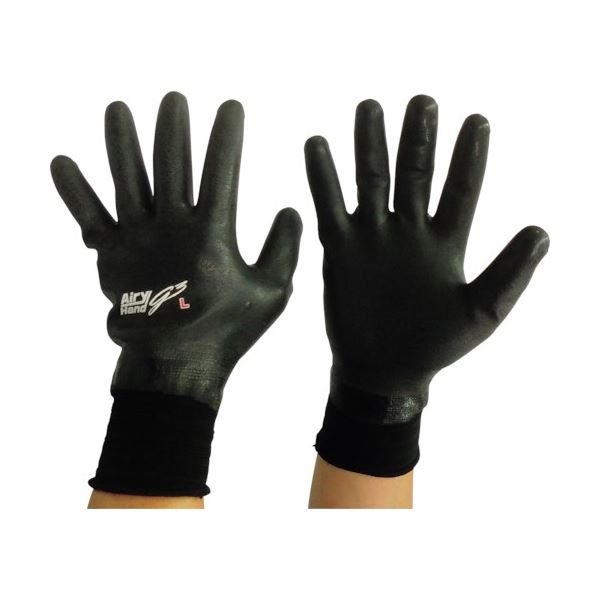 (まとめ) 富士手袋工業 エアリーハンド ジースリー L 黒 7466-L-BL 1双 (×20セット)