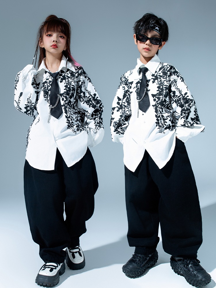 キッズ ダンス衣装 ヒップホップ 花柄シャツ セットアップ HIPHOP ダンスシャツ へそ出し タ43 4,698円