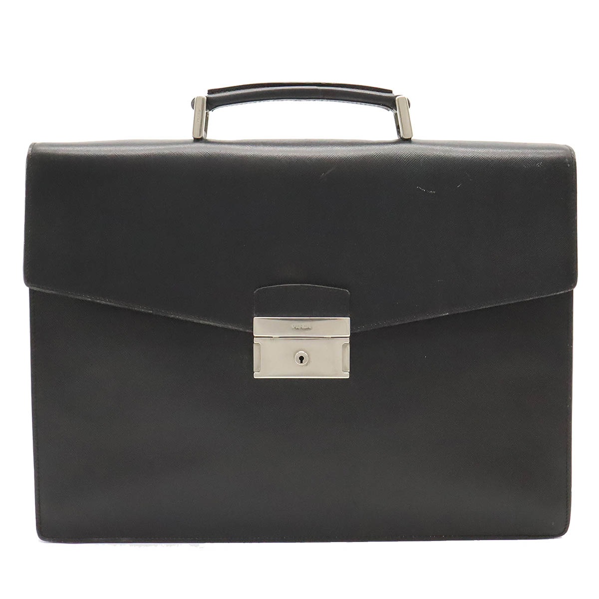SAFFIANO ビジネスバッグ ブリーフケース 書類カバン サフィアーノ レザー NERO 黒 ブラック シルバー金具 鍵欠品 17,360円