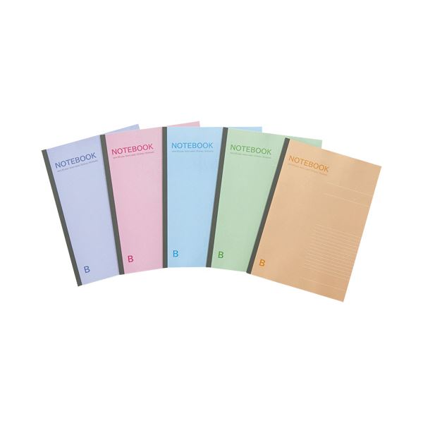 （まとめ）TANOSEE ノートブック セミB5 B罫6mm 30枚 5色パック 1パック（5冊） (×10セット)