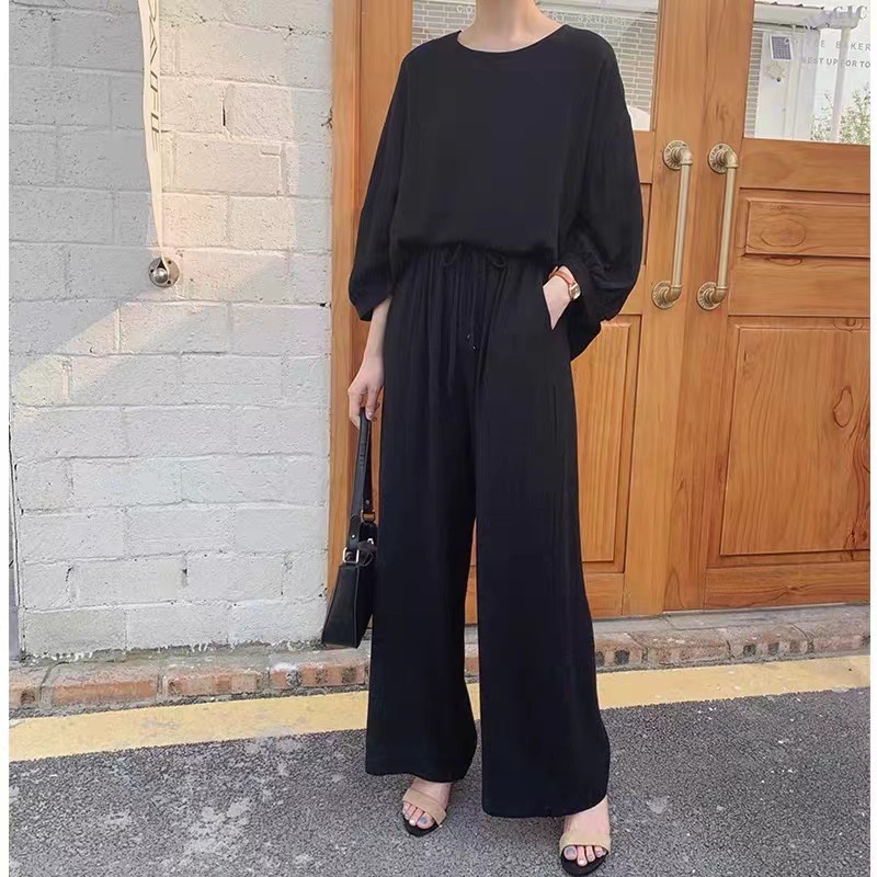 パンツセットアップ リネン ワイドパンツ ツーピース 上下セット 着回し きれいめ シンプル セットアップ 韓国 レディース オルチャン 存在感 主役級 個性的 こなれ感 オトナ女子