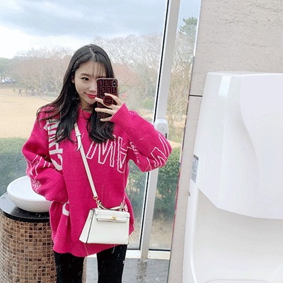 レタリング ルーズ ニット (3color) [男女共用]