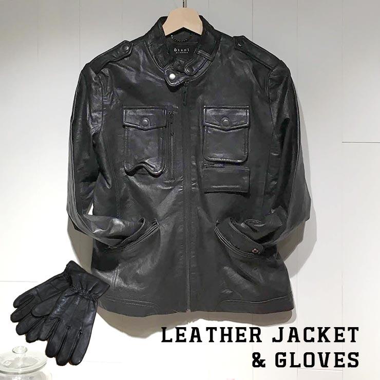 【急速出荷】2025夏新作販売最低価 ！！ メンズ ジャケット レザー ライダース 革手袋 2点セット-fkb-m04