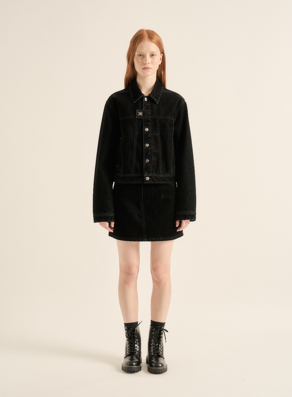 ☆送料・関税込☆SATUR★(W) Velvet Denim Mini Skirt★ Frame Le Studded Motif Washed Black Denim Mini Skirt Size 24