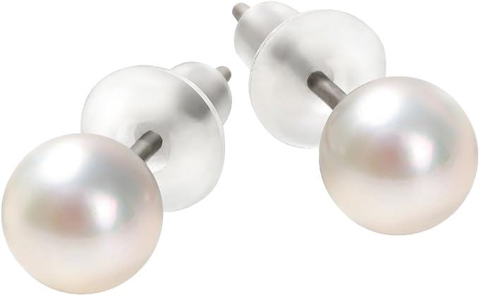 ピアス アレルギー対応 あこや真珠 8珠 大珠 チタン製 日本製 冠婚葬祭 akoya-pearl