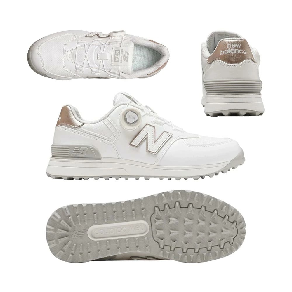 574 v4 SL Boa レディーススパイクレスシューズ WG574BA4 (2E) ホワイト/ゴールド 2025