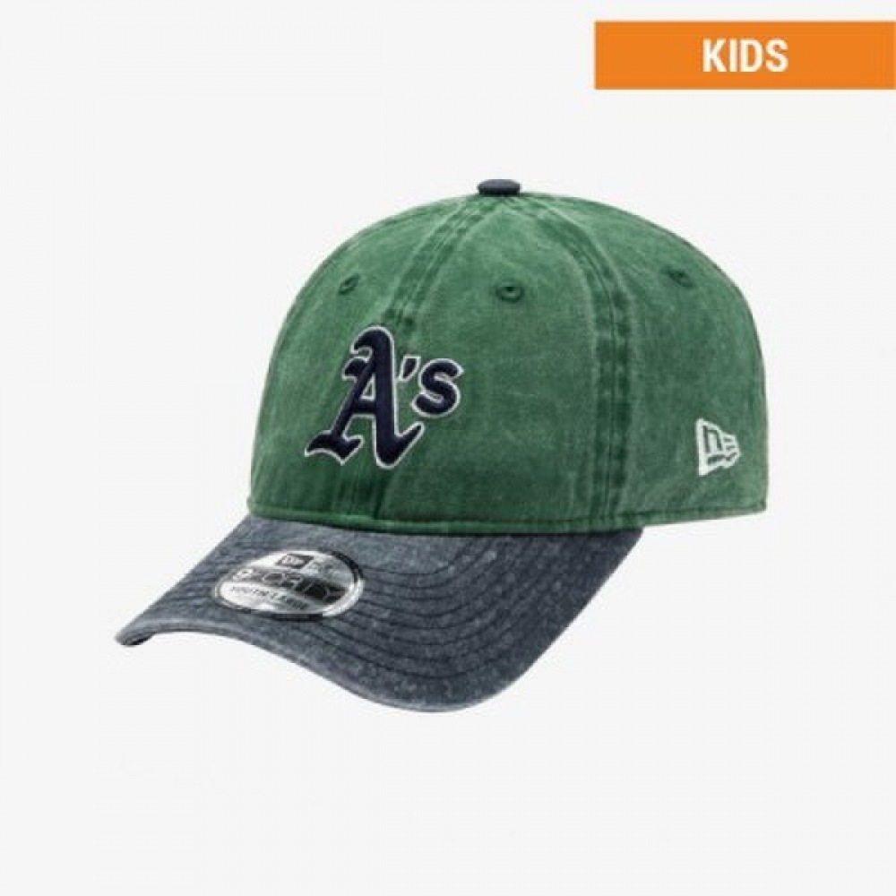 MLB キッズ オークランド アスレチックス ピグメント ウォッシング ボールキャップ グリーン