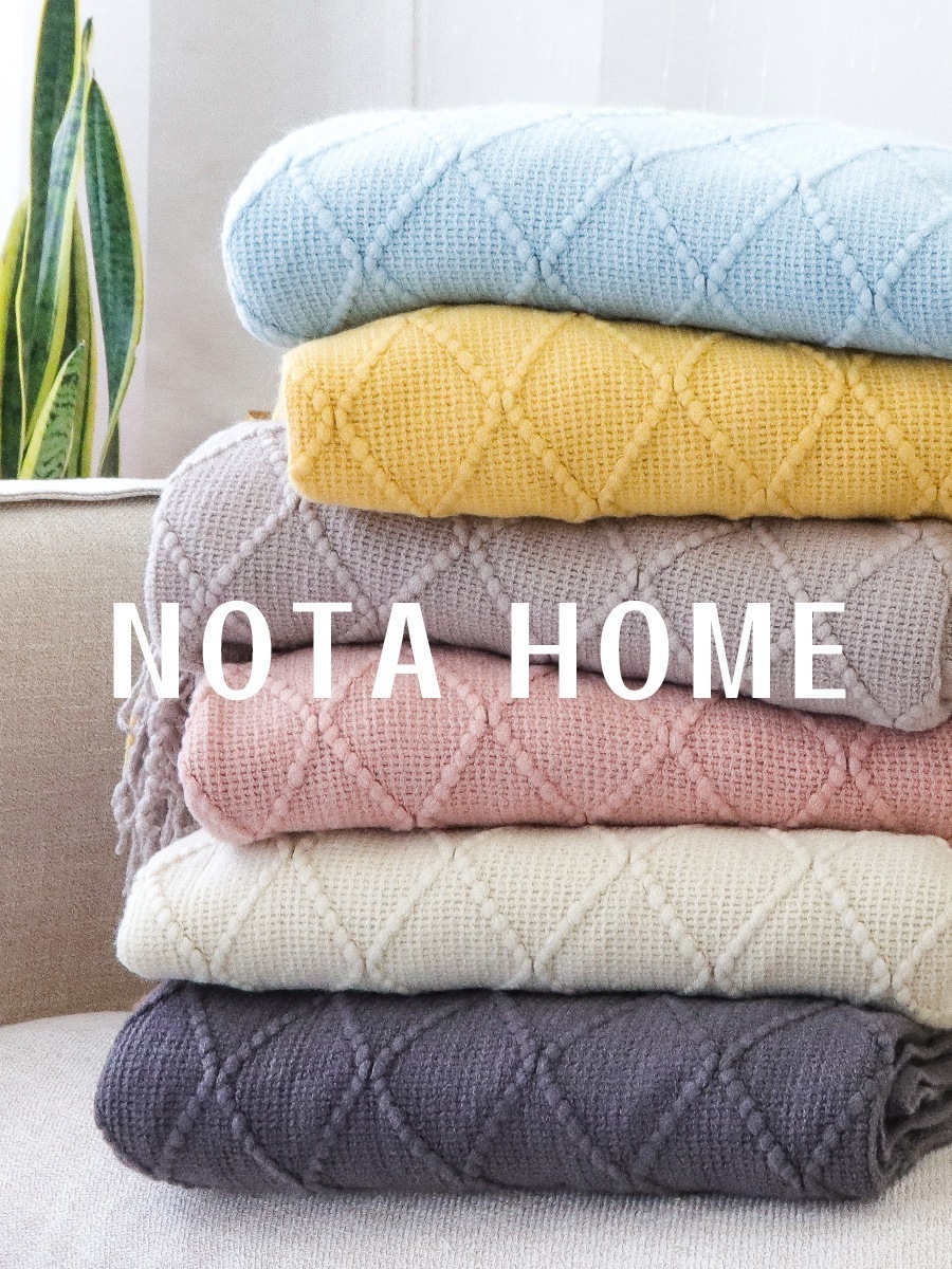 北欧レトロ菱形ウールブランケット無地ニットブランケットベッドサイドブランケットベッドソファブランケット上質織りスローブランケット