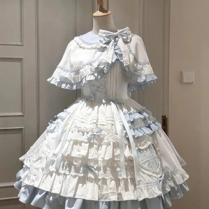 今季新作青白 lolita 洋服 jsk デイリーワンピース プリンセスロリータ マント