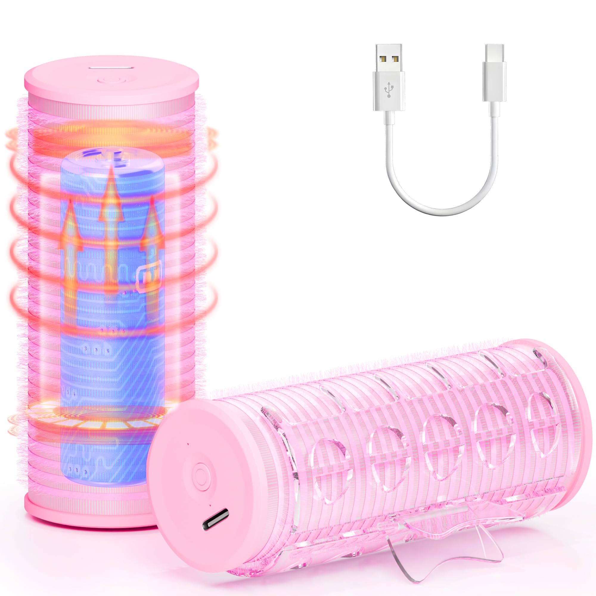 充電式電動ヘアローラーミニUSB加熱前髪ローラーセットヘアスタイリングツール用ポータブル前髪カーラー自動シャットオフ付きコードレス加熱ヘアカーラー前髪ホットローラーDIYヘアスタイル