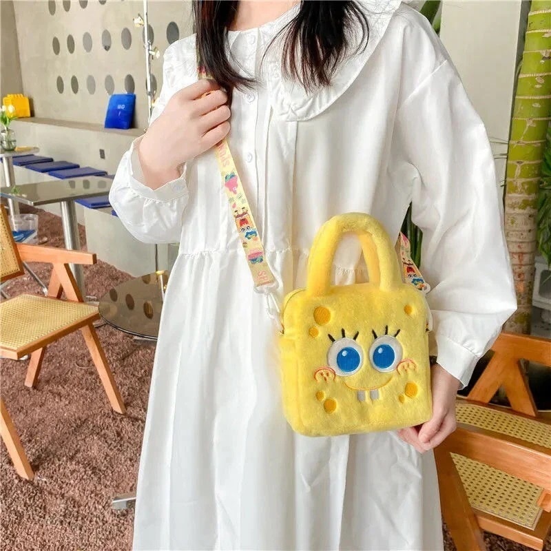 かわいい容量バッグ スポンジボブ スクエアパンツ カートゥーン プラッシュ メッセンジャーバッグ ガールズ メッセンジャーバッグ パイスター ガール クラッチバッグ