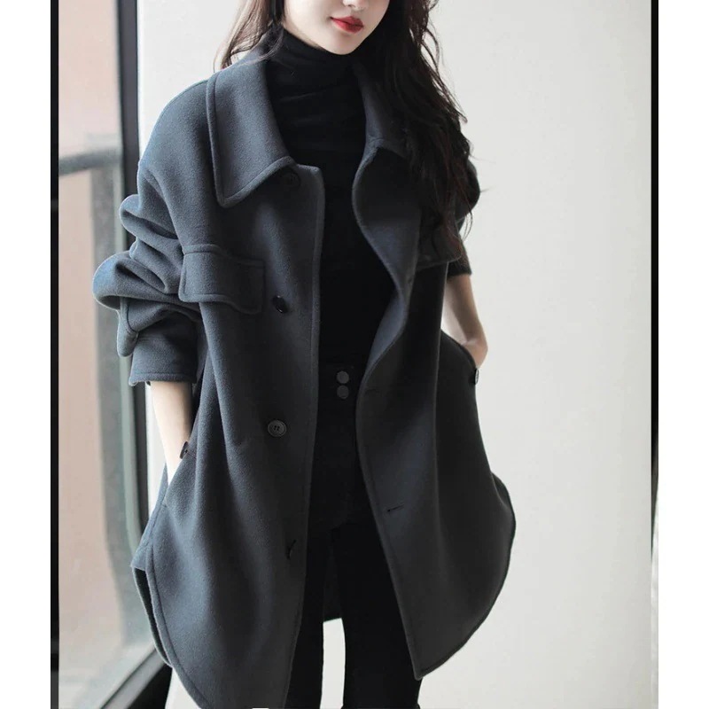 超人気コートチェスターコートレディース秋冬ロング丈チェスターコート無地ラシャコートロングコート韓国風アウター通勤着痩せゆったり