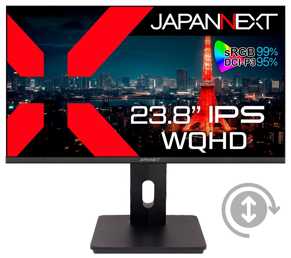 JAPANNEXTジャパンネクスト 液晶ディスプレイ(23.8型/IPS/WQHD 2560×1440/75Hz/7ms)(ブラック) JNIPS2380FLWQHDHSPN