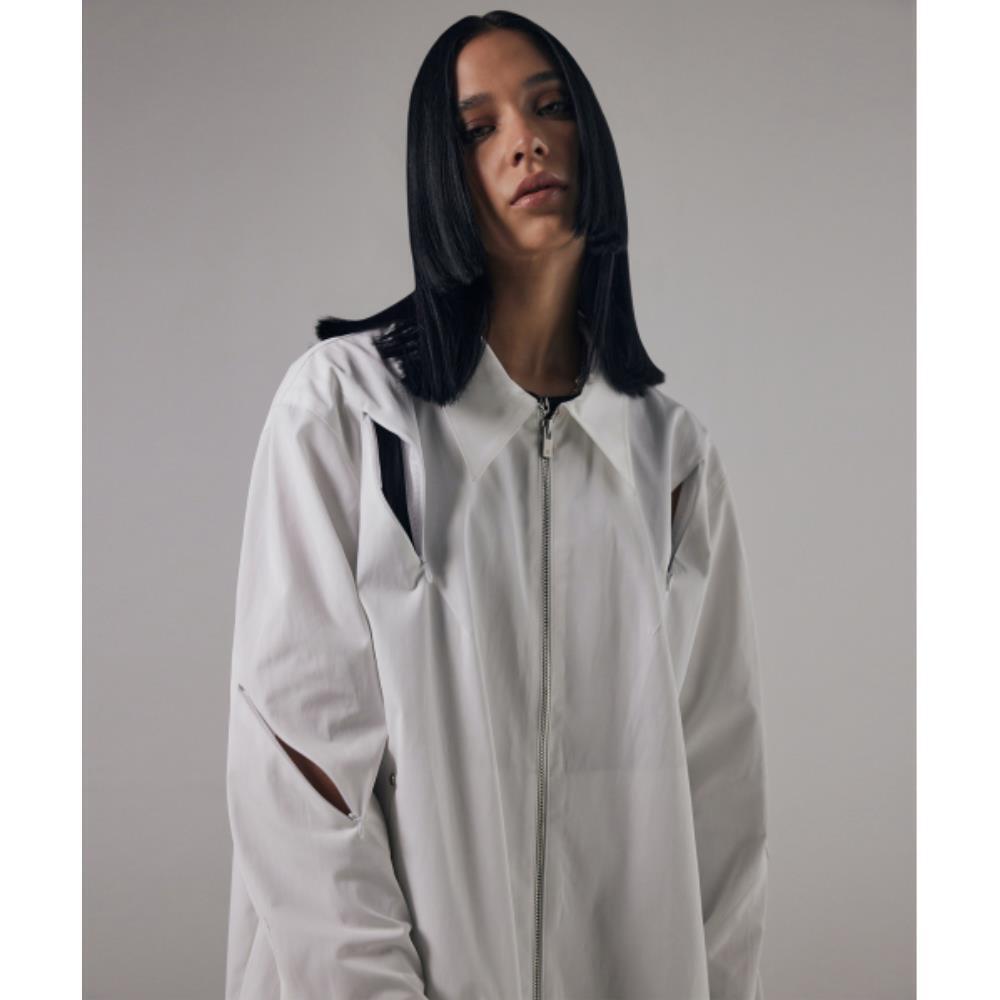 TREEMINGBIRD Hidden Zipper Incision Jacket White TMB24