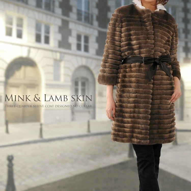 ミンクノーカラーコート七分袖デザイン/スカングロウKOPENHAGENFUR 236,500円