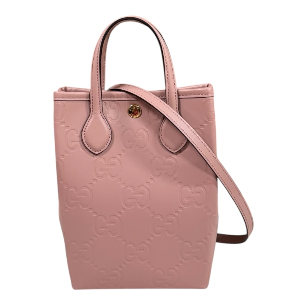 グッチ GGスーパーミニバッグ GGレザー ショルダーバッグ レザー 790133 ピンク GUCCI 中古 美品