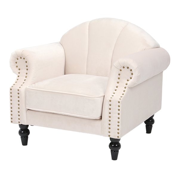 ソファー アイボリー 幅83cm 1人掛け 貝殻モチーフ ルコ1P-IV