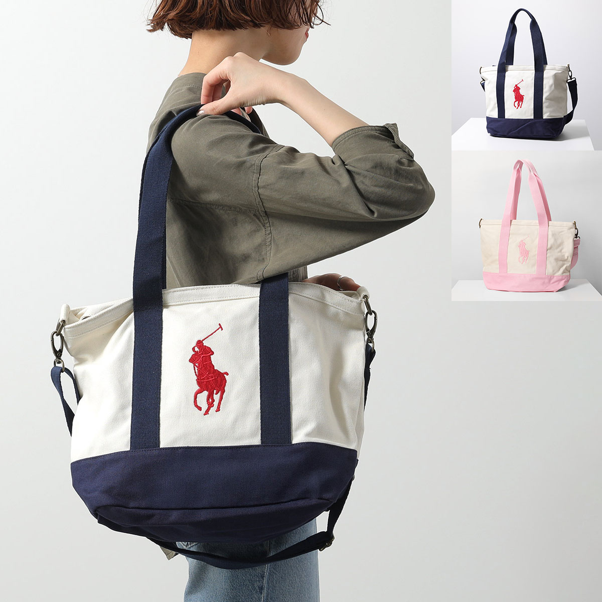 Polo Ralph Lauren ポロラルフローレン トートバッグ 9AR023 レディース ショルダーバッグ コットン ポニー刺繍 鞄 カラー2色